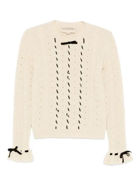 cable-knit ruffled-cuff sweater by VALENTINO