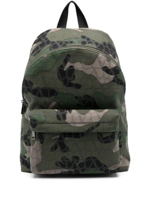 camouflage canvas backpack by VALENTINO