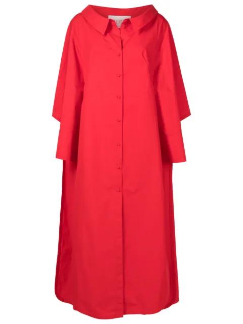 cape-detail cotton maxi dress by VALENTINO