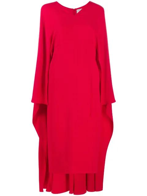 cape-style V-neck silk midi-dress by VALENTINO