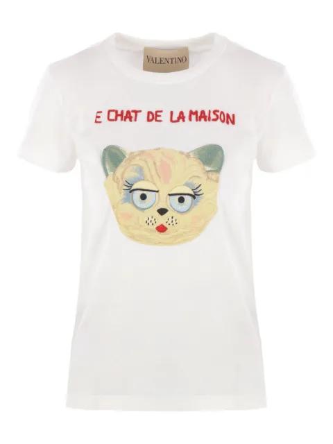 cat-face patch T-shirt by VALENTINO