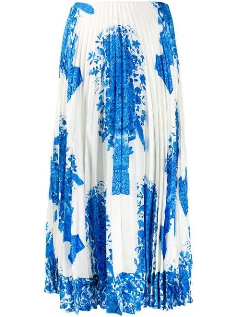 ceramic print pleated midi skirt by VALENTINO