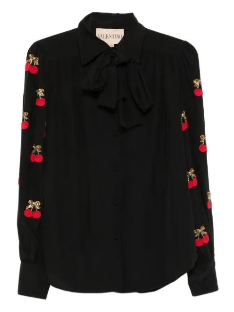 cherry-embellished bow blouse by VALENTINO