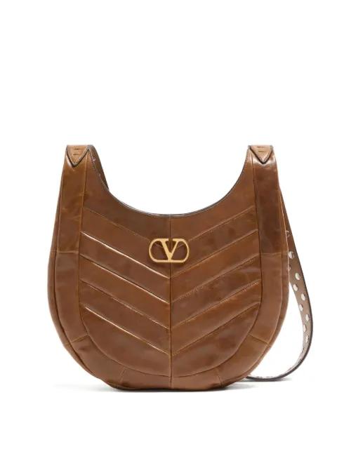 chevron-pattern stud-detail shoulder bag by VALENTINO