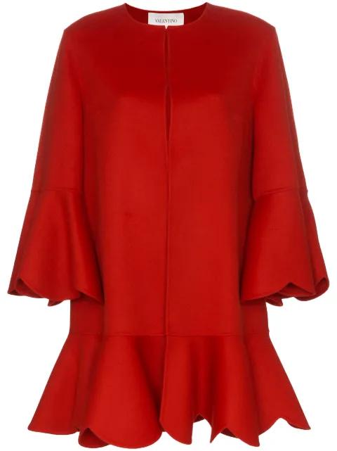 collarless ruffled coat by VALENTINO