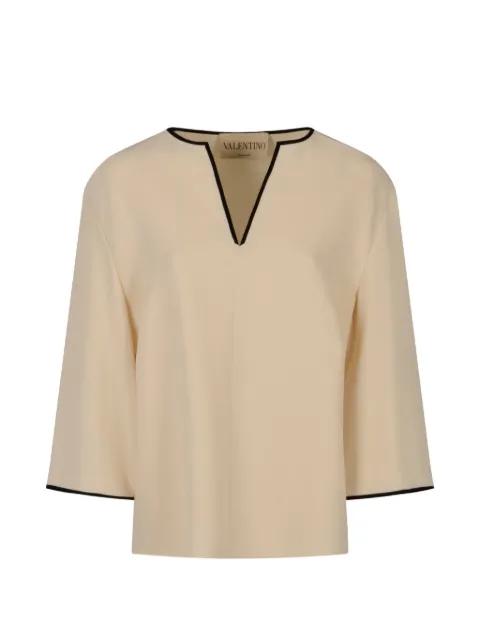 contrast-trim silk blouse by VALENTINO