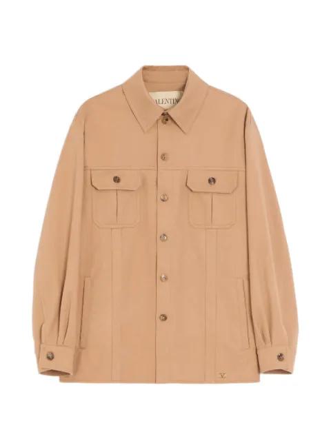 cotton gabardine shirt jacket with VLogo by VALENTINO