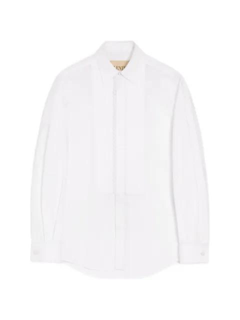 cotton poplin shirt with pleated plastron and lace details by VALENTINO