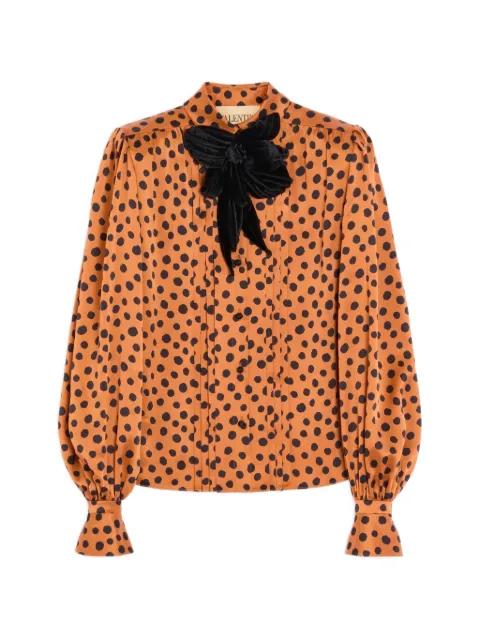 crepe satin shirt with Plus de Pois Dalmata print by VALENTINO