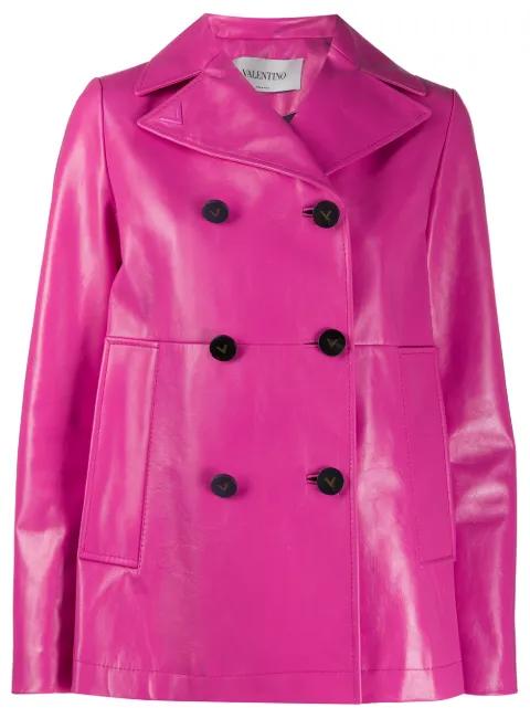 double-breasted leather jacket by VALENTINO