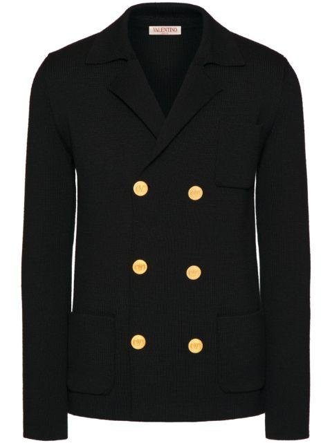 double-breasted virgin wool cardigan by VALENTINO