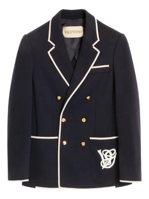 double-breasted wool jacket with Vg patch by VALENTINO