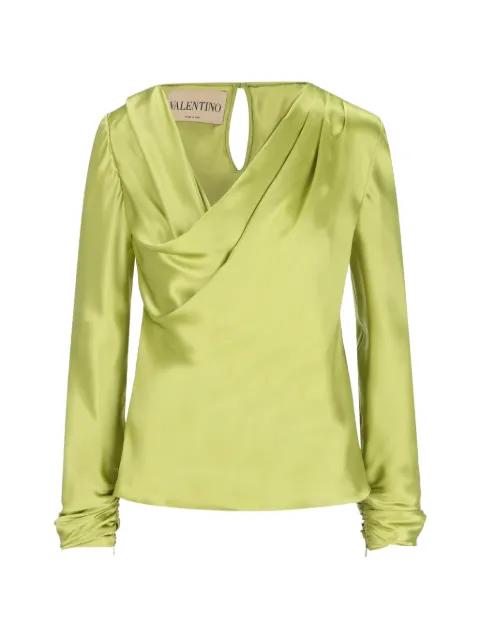 draped long-sleeve top by VALENTINO