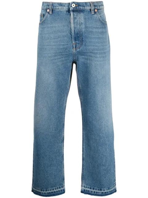 dual material denim trousers by VALENTINO