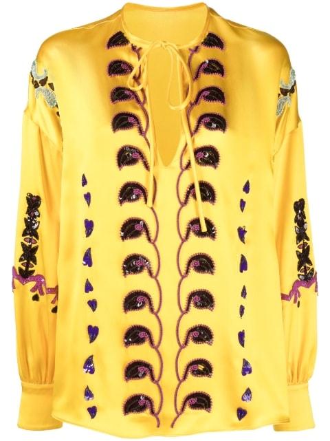 embellished silk blouse by VALENTINO