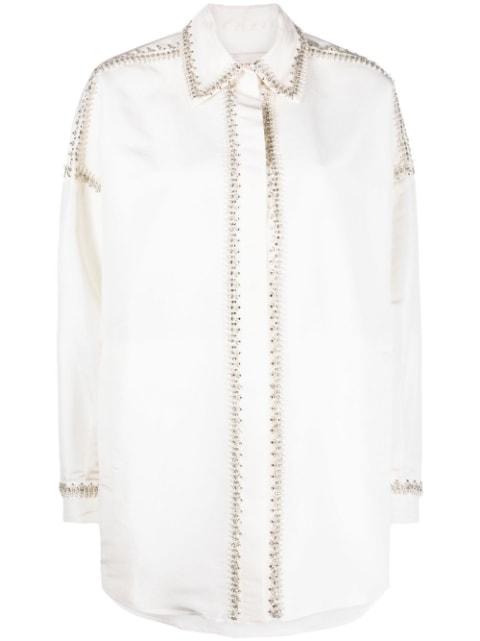 embellished-trim long-sleeve shirt by VALENTINO