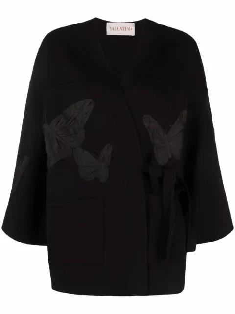 embroidered butterfly wrap jacket by VALENTINO