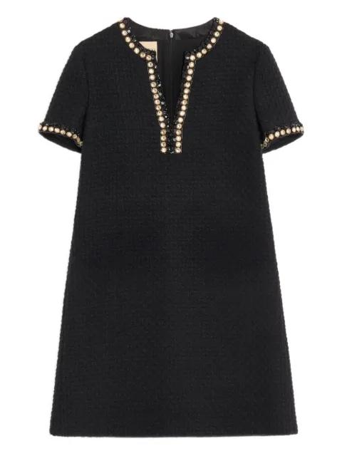 embroidered canestrello-tweed mini dress by VALENTINO