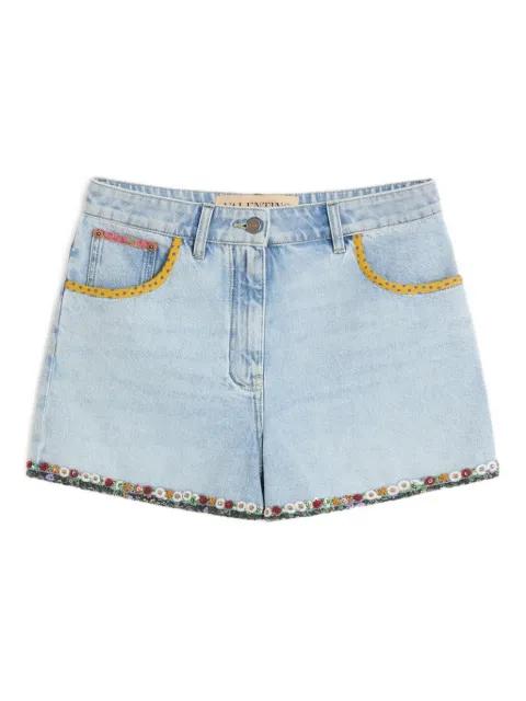 embroidered denim shorts by VALENTINO