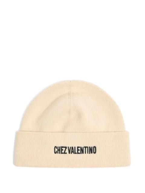 embroidered ribbed beanie by VALENTINO