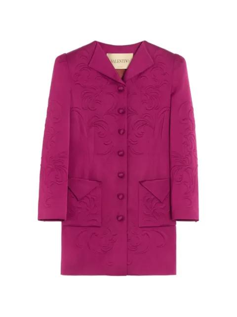 embroidered satin cady Caban coat by VALENTINO