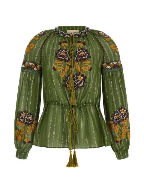 embroidered tassel silk blouse by VALENTINO