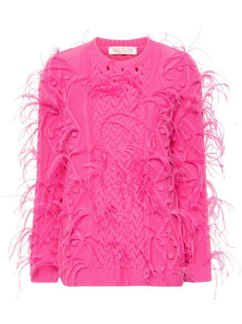 feather-detail knitted jumper by VALENTINO