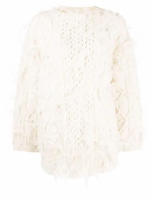 feather-embellished wool jumper by VALENTINO