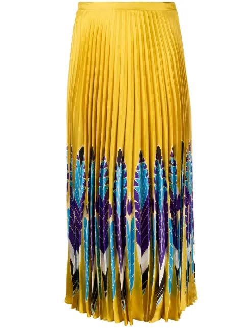 feather print pleated midi skirt by VALENTINO