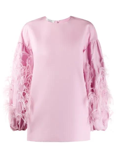 feathered sleeve top by VALENTINO