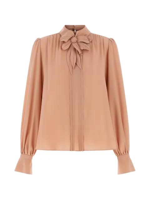 floral-appliqué pleated top by VALENTINO