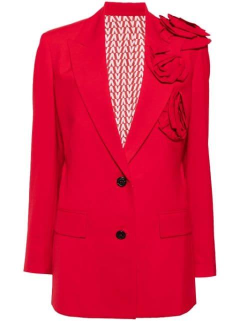 floral appliqué v-neck blazer by VALENTINO