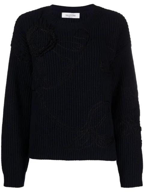 floral-embroidered knitted jumper by VALENTINO