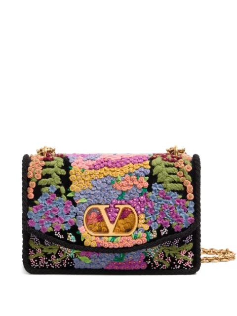 floral embroidered mini shoulder bag by VALENTINO