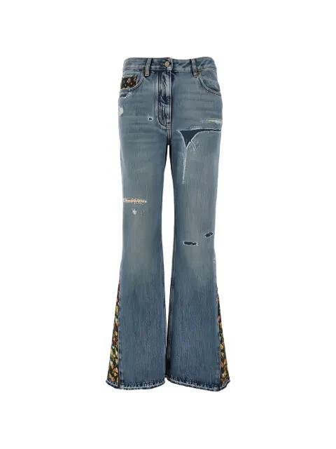 floral-embroidered ripped jeans by VALENTINO