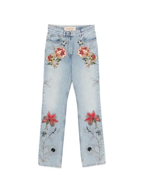 floral-embroidery jeans by VALENTINO
