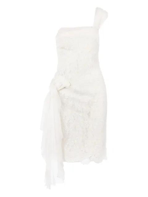 floral lace one-shoulder midi dress by VALENTINO