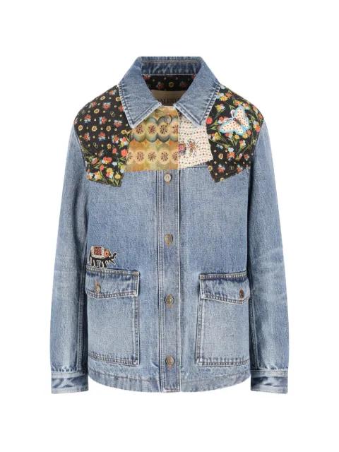 floral-patches denim jacket by VALENTINO