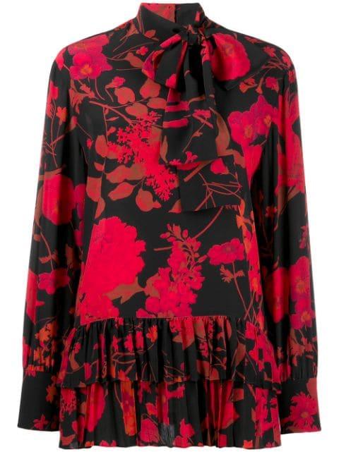 floral print pleated blouse by VALENTINO