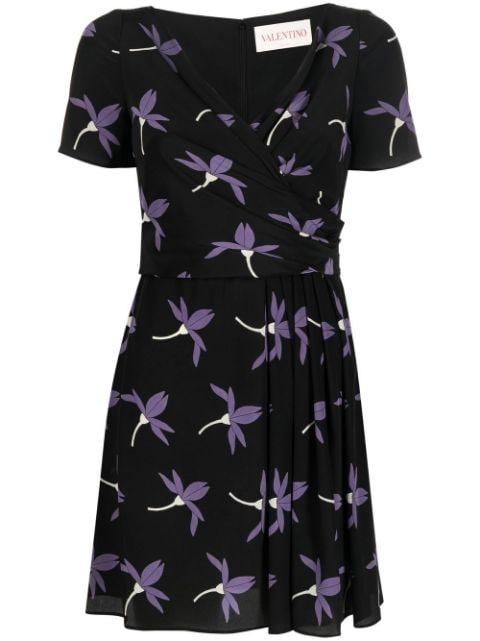 floral-print pleated dress by VALENTINO
