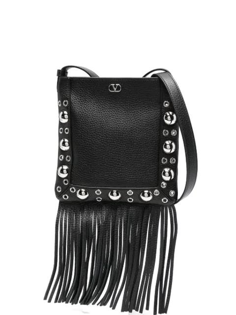 fringed studded shoulder bag by VALENTINO