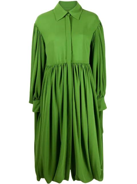 gathered hem pleated shirt dress by VALENTINO