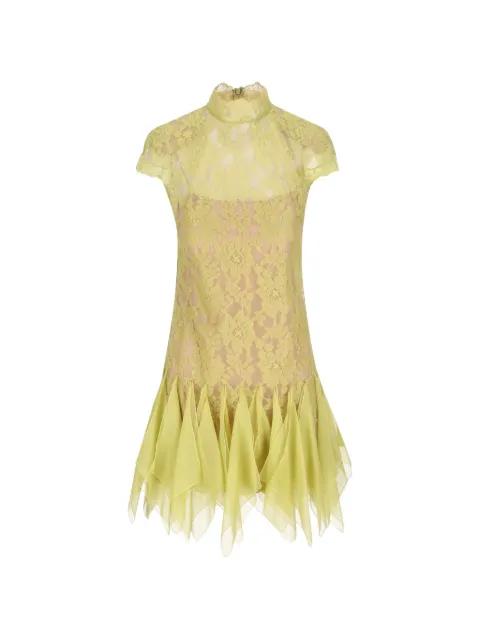 handkerchief-hem lace mini dress by VALENTINO