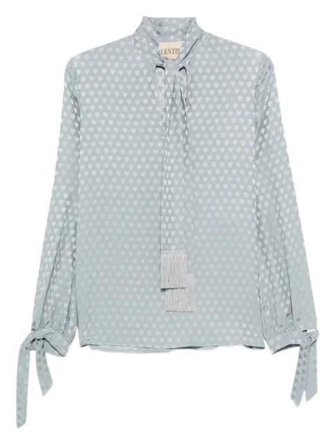 heart-print tie-neck blouse by VALENTINO