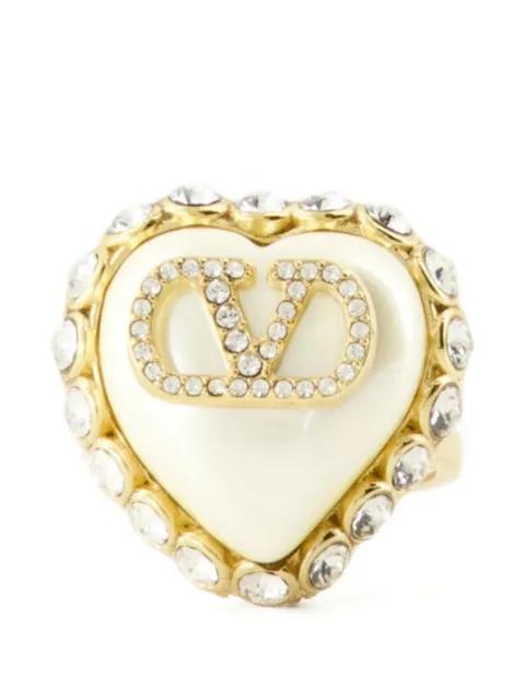 heart-shape crystal-embellished ring by VALENTINO