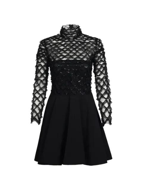 high-neck lace mini dress by VALENTINO