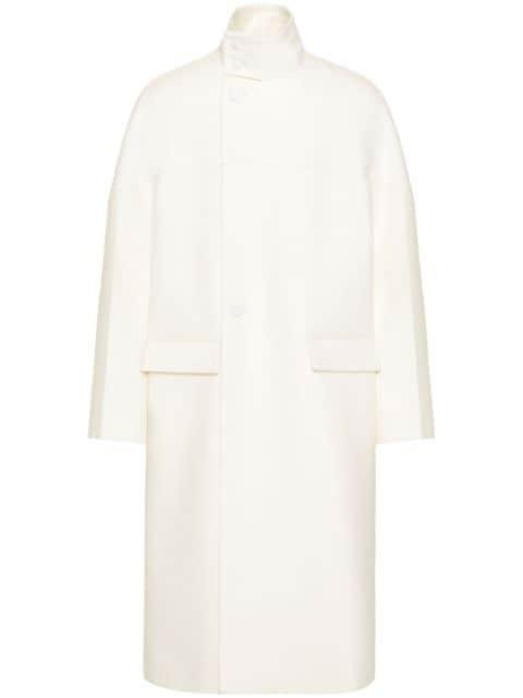 high-neck wool-silk peacoat by VALENTINO