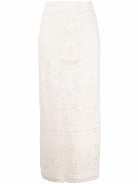high-waisted heavy lace skirt by VALENTINO