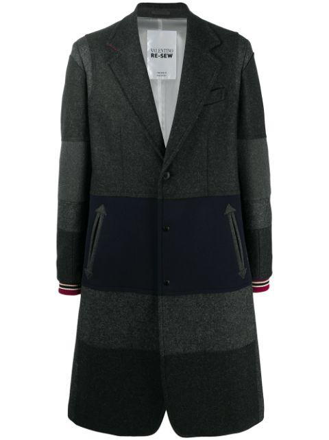 horizontal-stripe single-breasted coat by VALENTINO