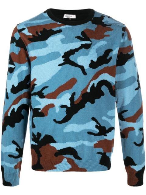 intarsia-knit camouflage cashmere jumper by VALENTINO